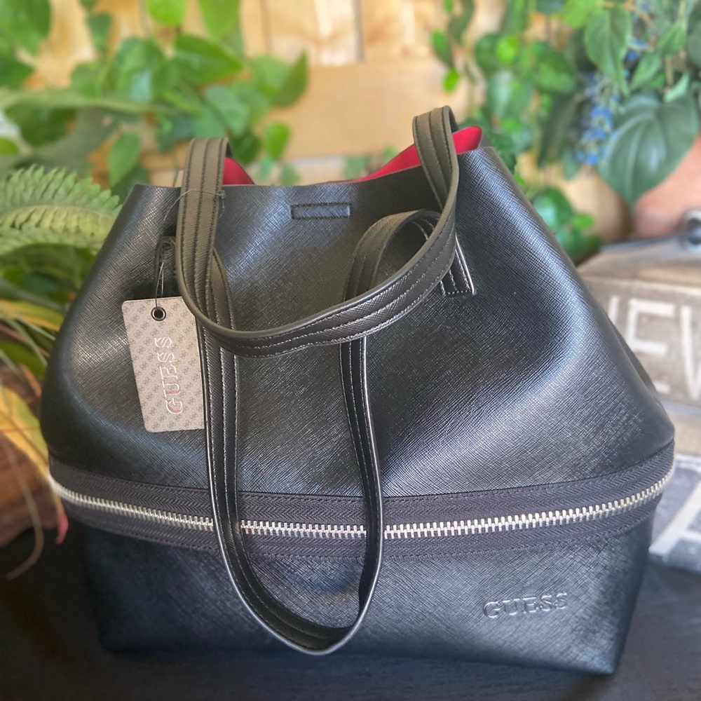 Large black GUESS bag / convertible tote, new with tags. Retails over $100,